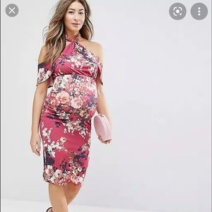 ASOS maternity twist neck ruffle soft dress